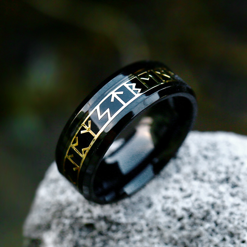 Nordic Viking Alphabet Titanium Steel Men's And Women's Rings