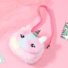 Kids Girl Unicorn Plush Bags  Shoulder Animals Buckle Bag