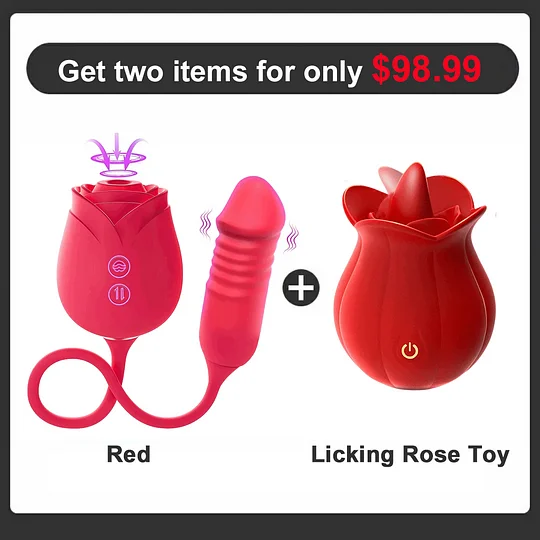 2025 Rose Thrusting Dildo with Clitoral Sucking and 10 Vibrating Modes for Deep Pleasure