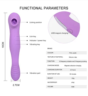 Bending Sucking Stick, Vibrating And Sucking Dual-purpose Vibrating Stick, Female Clitoral Stimulation, Orgasmic Masturbation Device