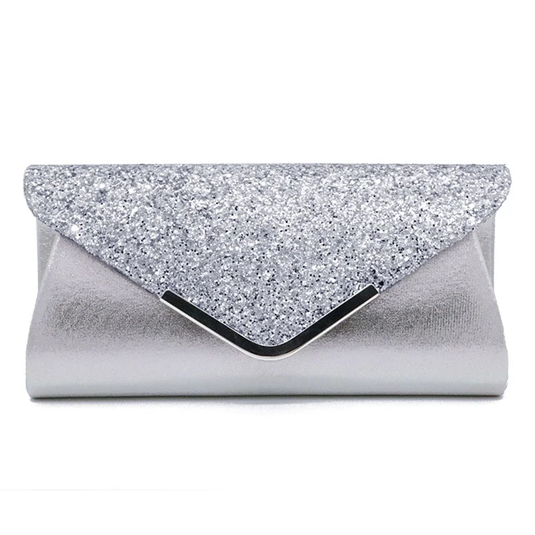 Formal Silver Sparkly Clutch Bag  Flycurvy [product_label]