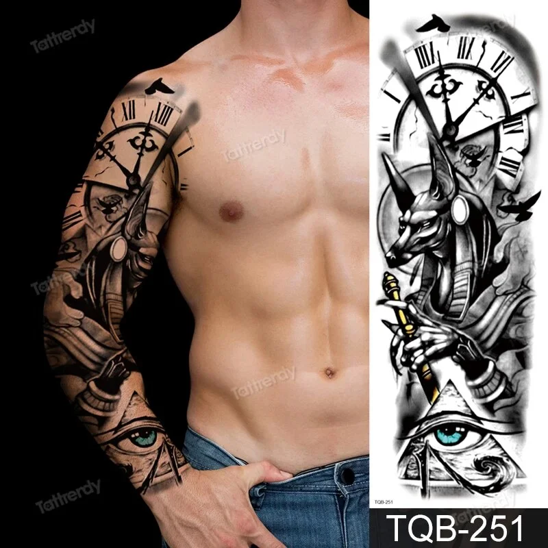 Sdrawing Temporary Tattoos men large full arm sleeve tattoo god wolf moon dragon lion king tiger forest tattoo designs big body