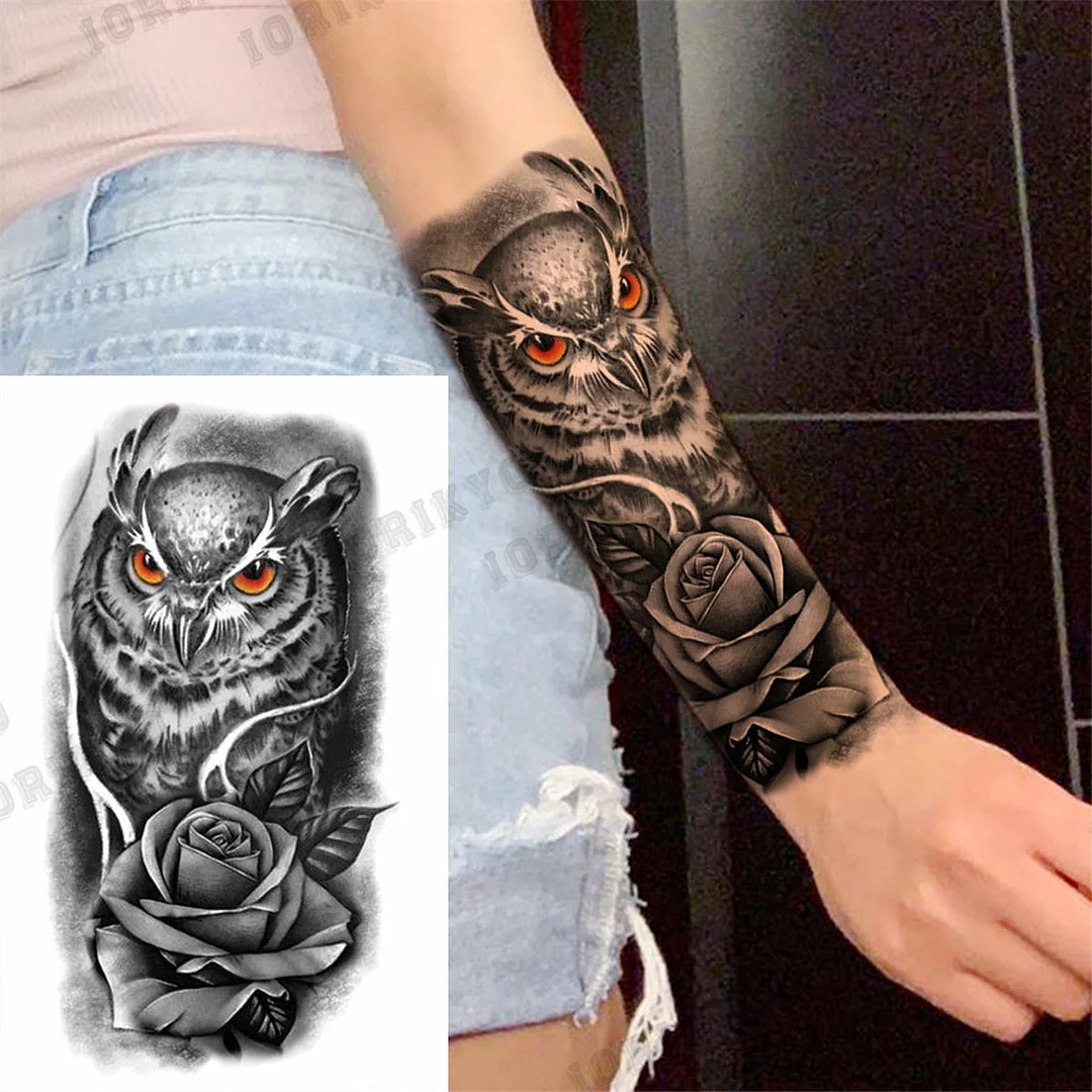 3D Skull Rose Flower Temporary Tattoos For Women Men Geometry Tiger Compass Mandala Fake Tattoo Washable Body Art Painting Tatoo