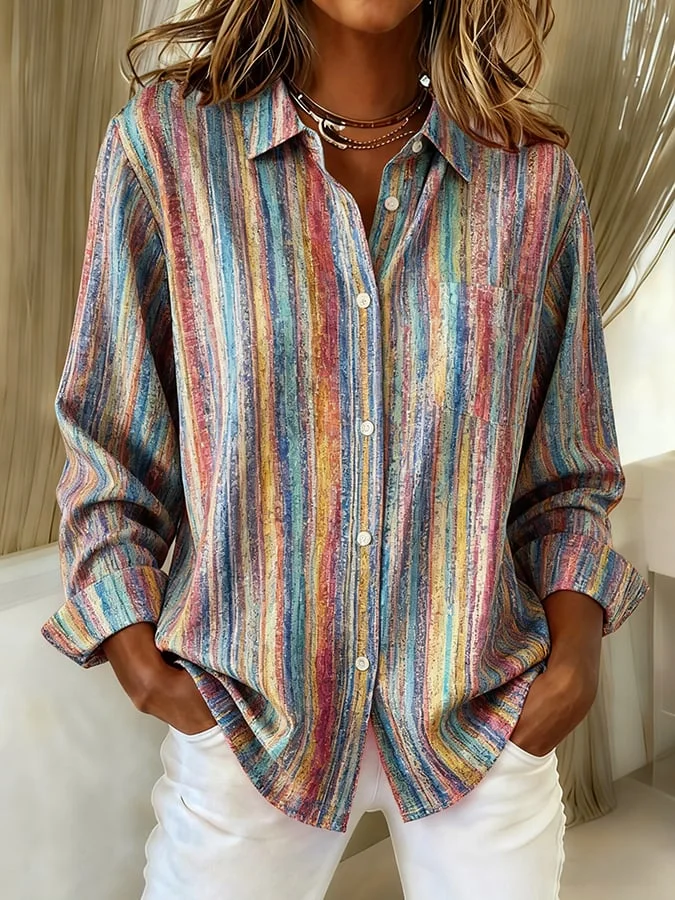 Fashionable Casual Retro Striped Shirt