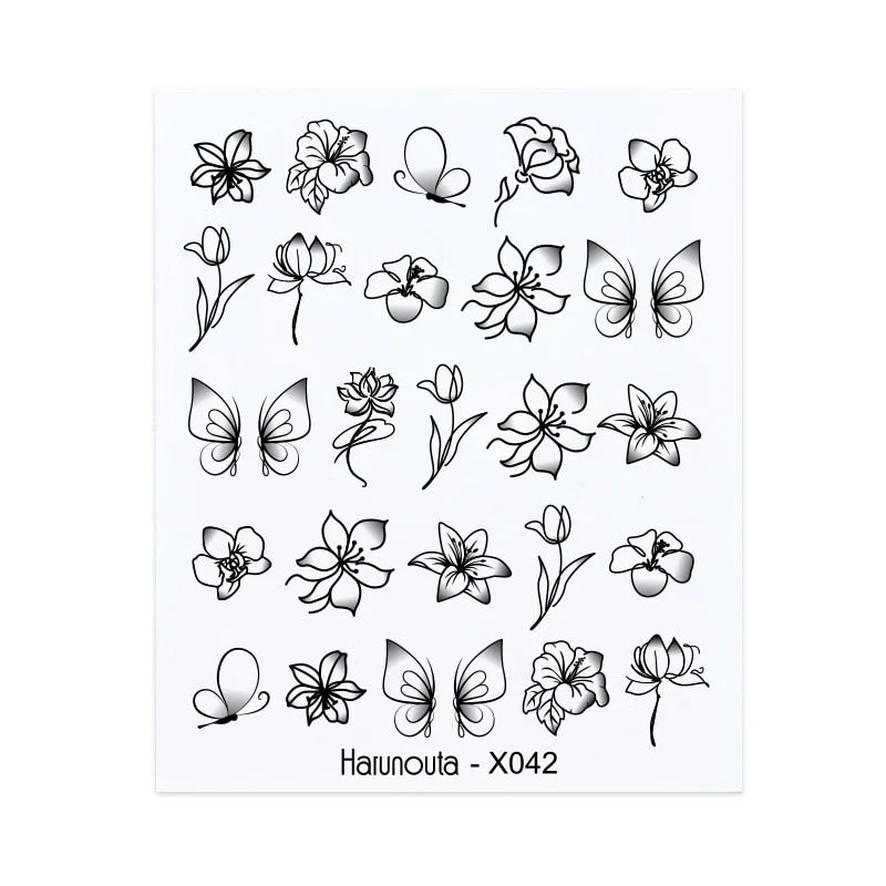 1PC White Embossed Flower Lace 5D Nail Stickers Flower Butterfly Wedding Nail Art Designs Decoration For Manicures