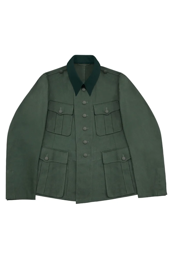   Elite German M1936 Officer Summer HBT Reed Green Field Tunic (6 Buttons) German-Uniform