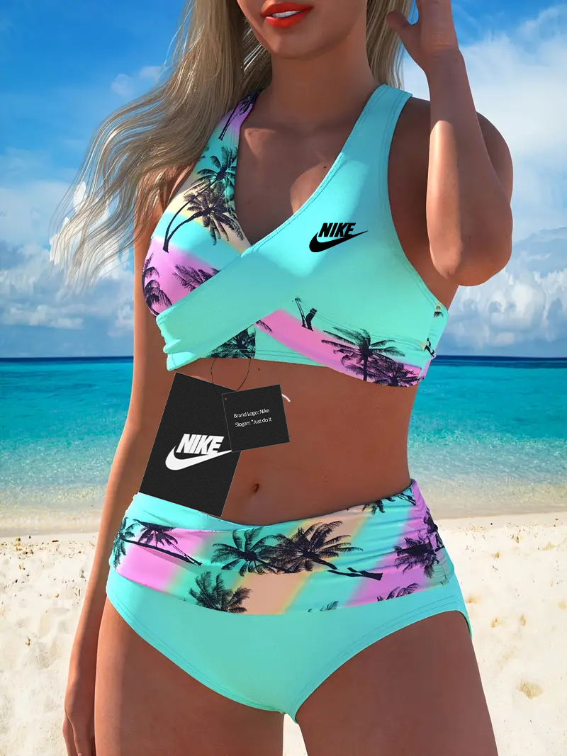 Novo conjunto de fatos de banho bicolor de praia para mulher 2025