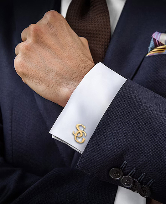 Business Stainless Steel Gold-Plated Name Letter Engraved Cufflinks