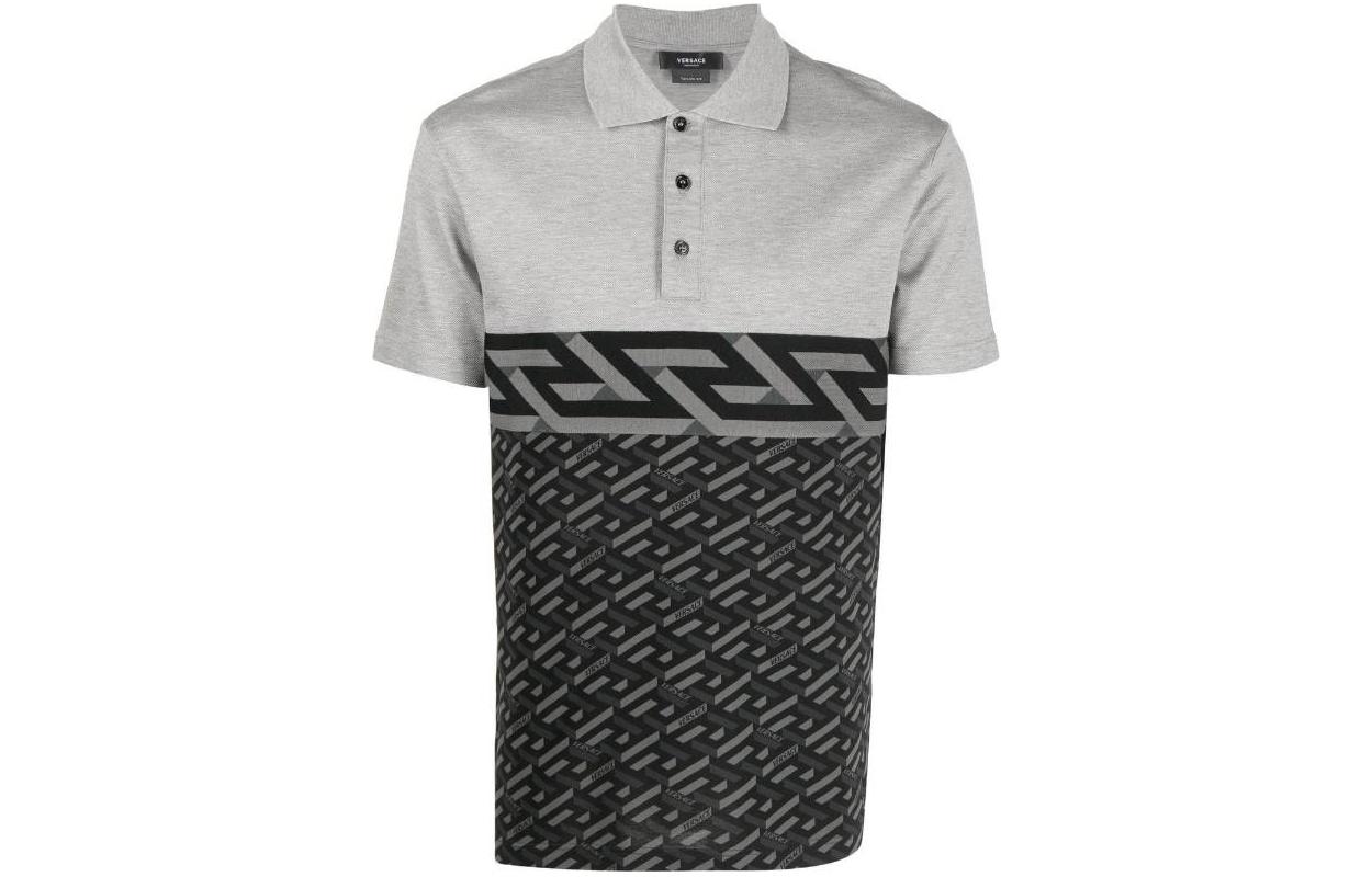 VERSACE Polo Shirts Men Black Gray Color