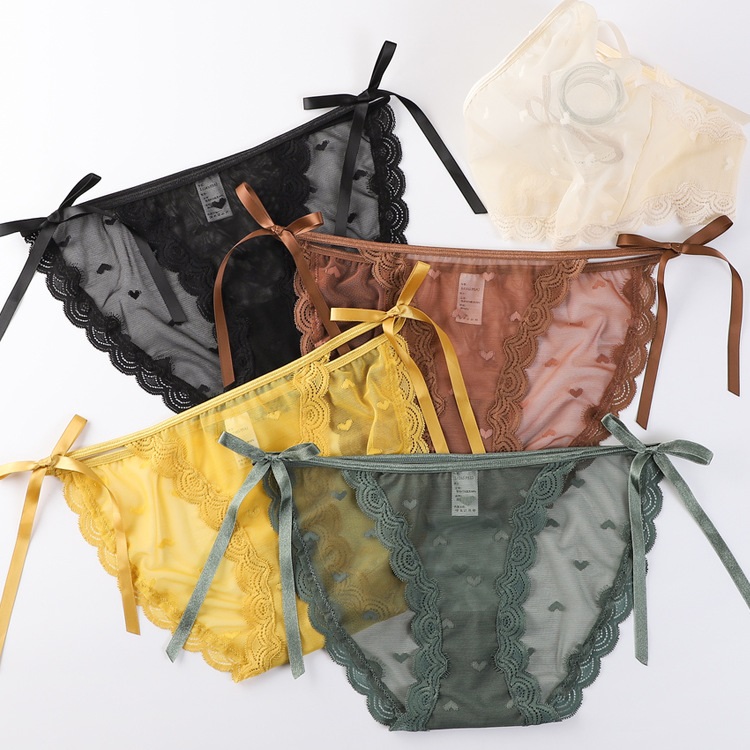 Sexy lace low -waist, high split, breathable and elastic force, band -cherished briefs