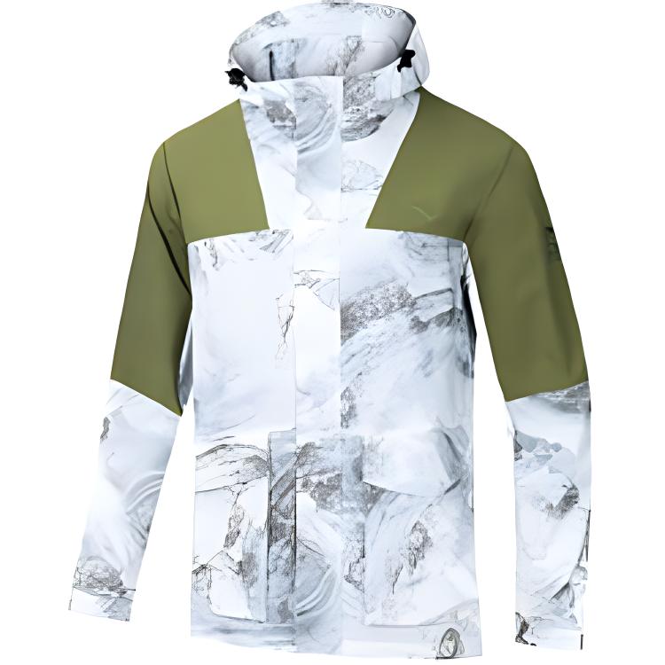 ANTA Outdoor Collection Trench Coats Men Papyrus White/Full Coverage Print/Spiral Turquoise