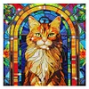 1PC-Diamonds Painting Stained Glass Cat Wall Sticker Home Decor
