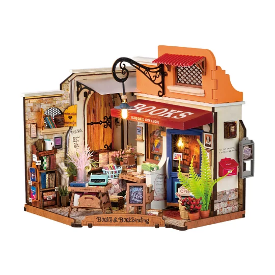 Rolife Corner Bookstore DIY Miniature House Kit DG164 | Robotime Online
