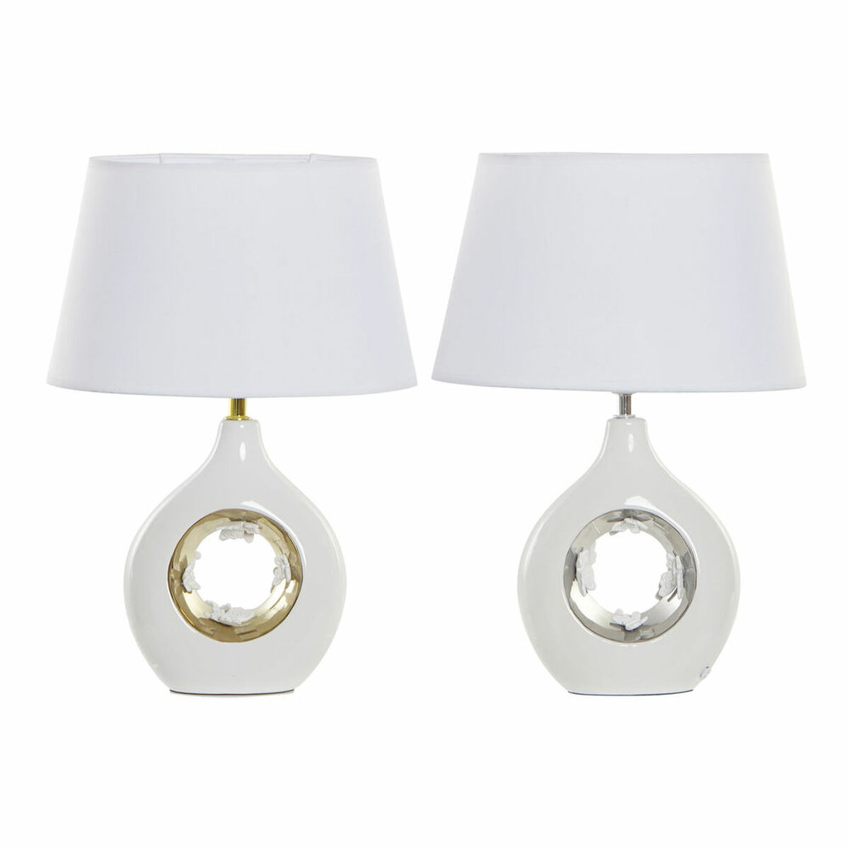 Desk lamp DKD Home Decor White Silver Polyester Porcelain 220 V Golden 50 W (2 pcs) (31 x 21 x 45 cm)