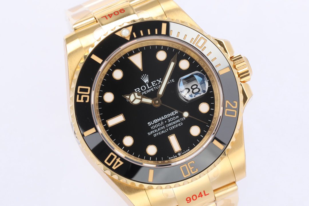 EW Factory Rolex Submariner Series m126618ln-0002 (All Gold Black Water Ghost) Relógio de mergulho - AMO Watch