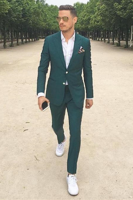 Best Fited Dark Green Ring Bearer Suits With Peaked Lapel Party