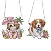 2Pcs Diamond Painting Puppy Diamond Painting Pendant for Garden Window Decor