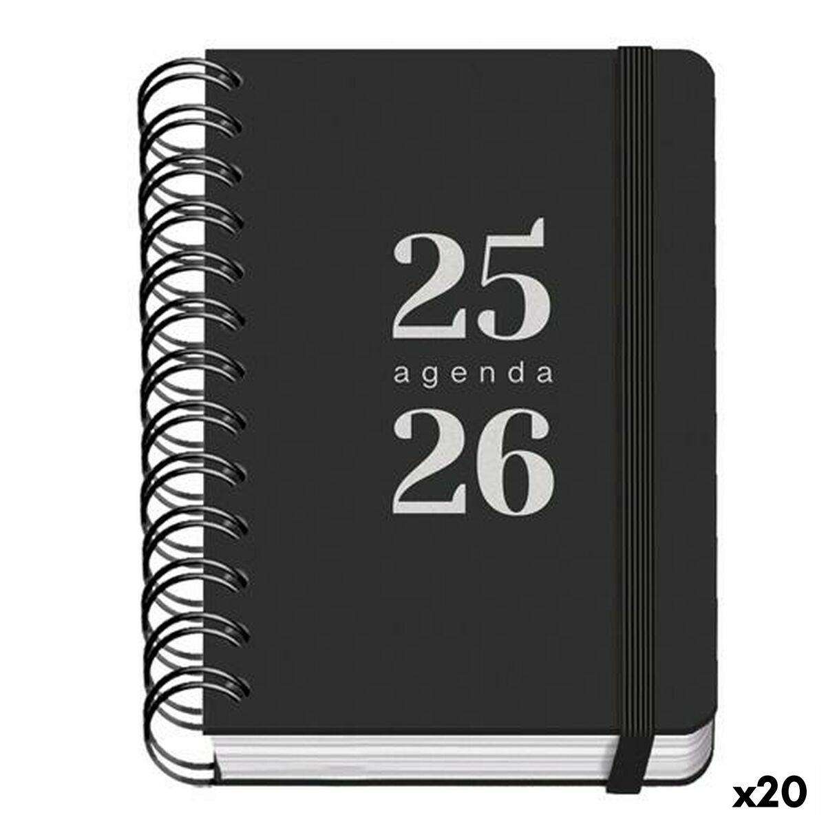 Diary DOHE GRAMMAR Black A6 120 x 170 mm 2025-2026 (20 Units)