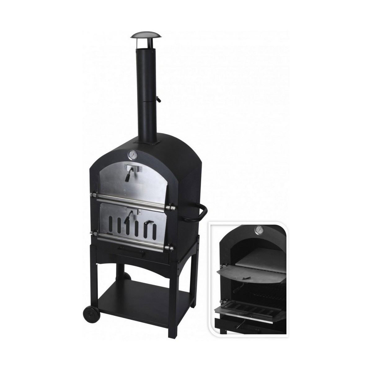 Coal Barbecue with Wheels Black (&Oslash;10 x 46,5 cm) (44,5 x 65 x 158 cm)