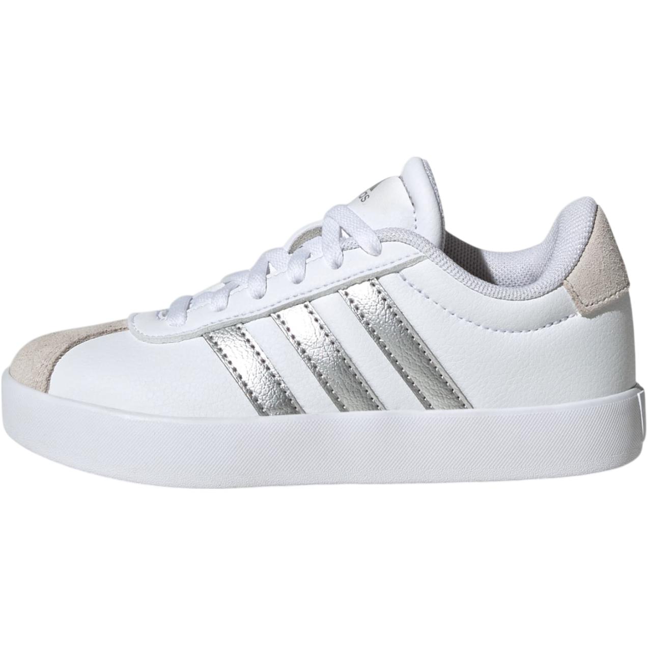 Adidas VL COURT 3.0 Low Top Kids' Skateboarding Shoes Silver White Kids'
