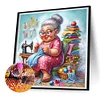Diamond Painting-DIY Full Round Drill Old Lady With Tulips