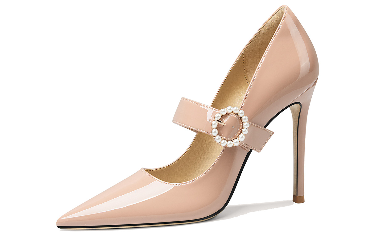 Lily Wei Pearl Pink Dark Purple High Heels Women's Nude Pink