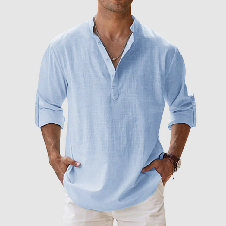 Men’s  Cotton Linen Casual Long Sleeve Shirt