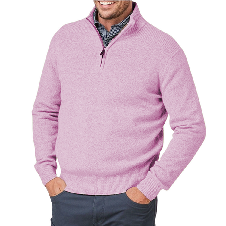 Men’s Cashmere Three-Quarter Zip Sweater