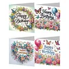4Pcs Diamond Painting Birthday Greeting Cards Christmas Cards