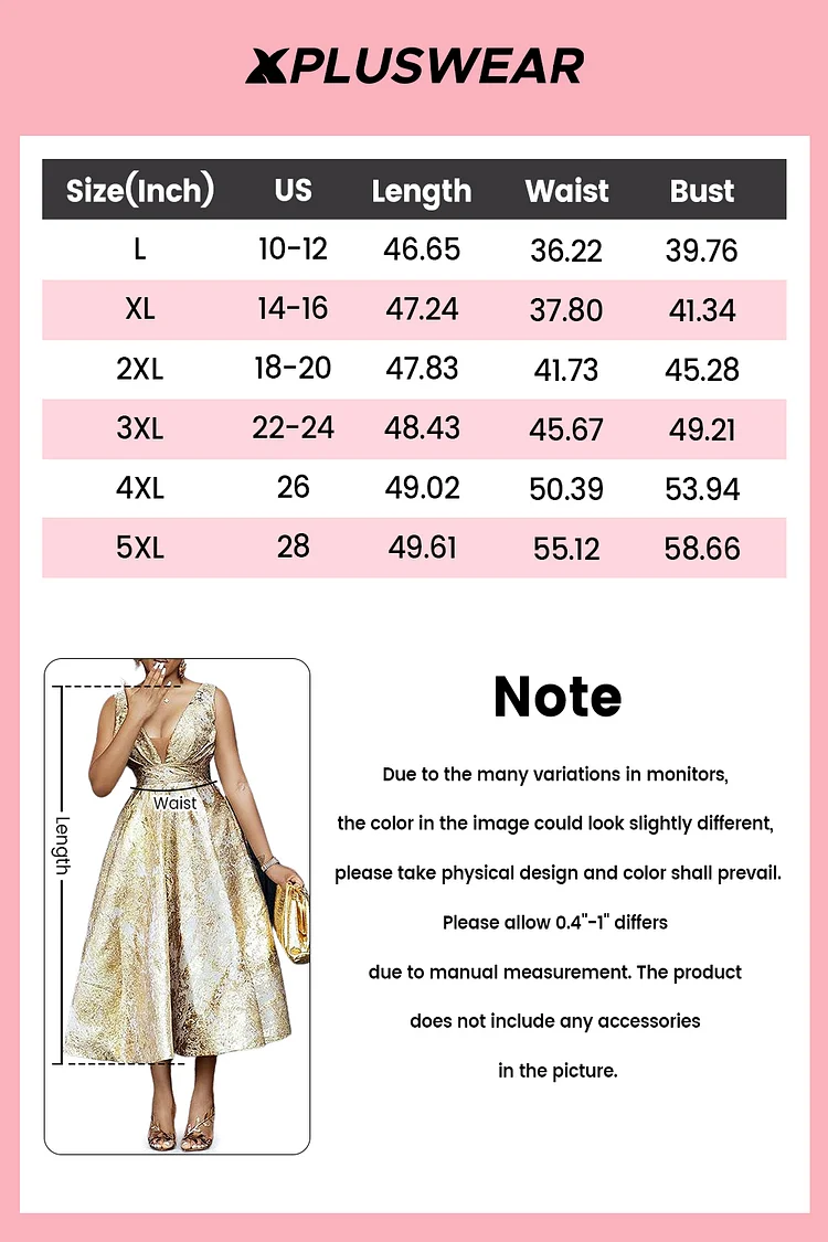 Plus Size Wedding Guest Champagne V Neck Pocket Jacquard Maxi Dresses