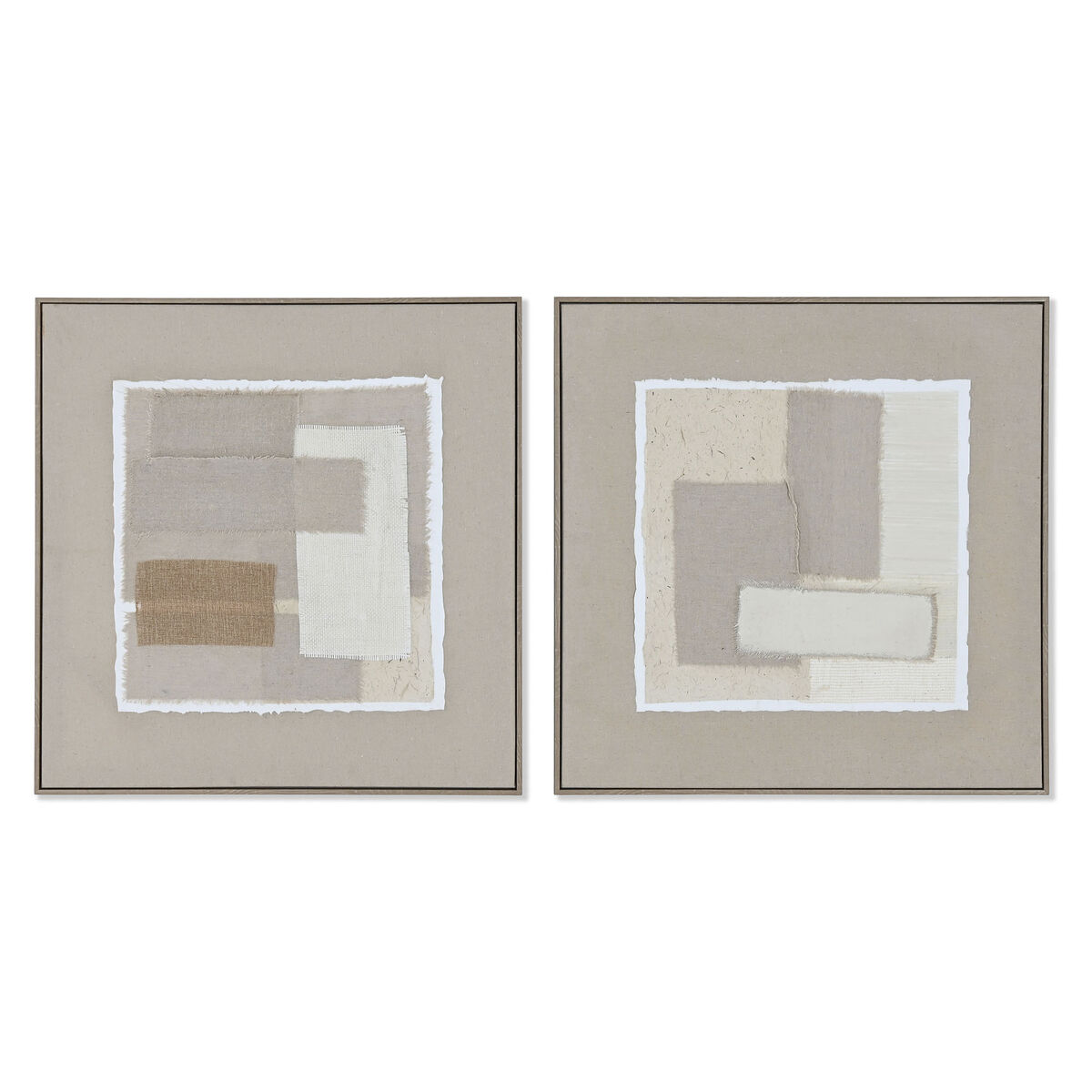 Painting Home ESPRIT Brown Beige Jute polystyrene Abstract Urban 62 x 3,2 x 62 cm (2 Units)