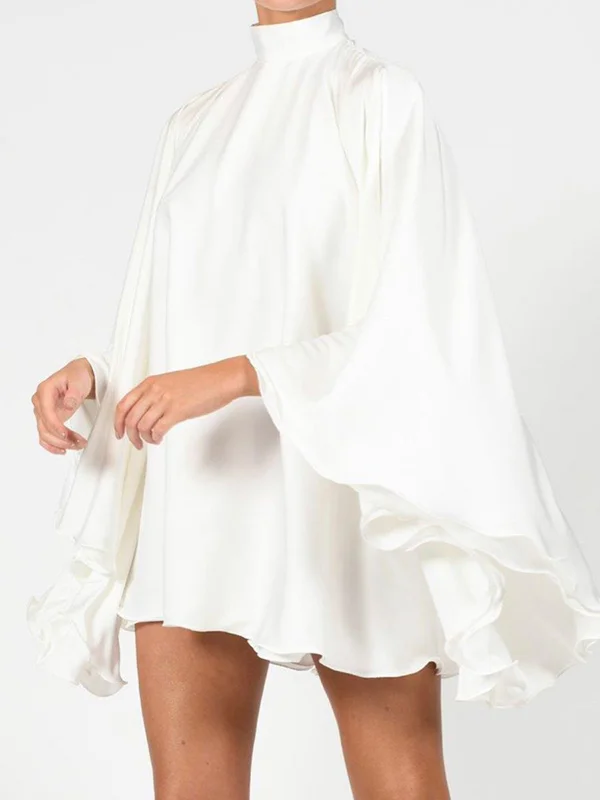 Backless Round Neck Flare Sleeve Dress