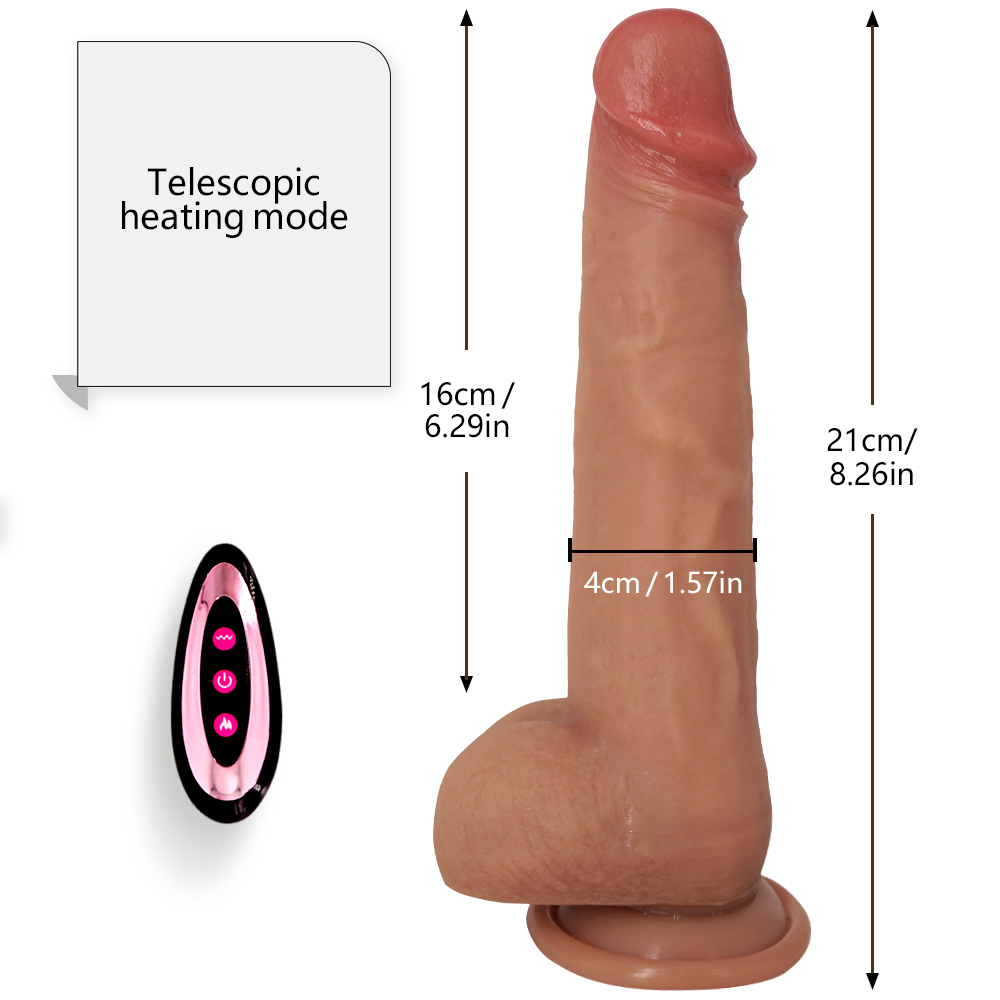 Heating Retractable Rocking Vibrating Dildo for Enhanced Pleasure