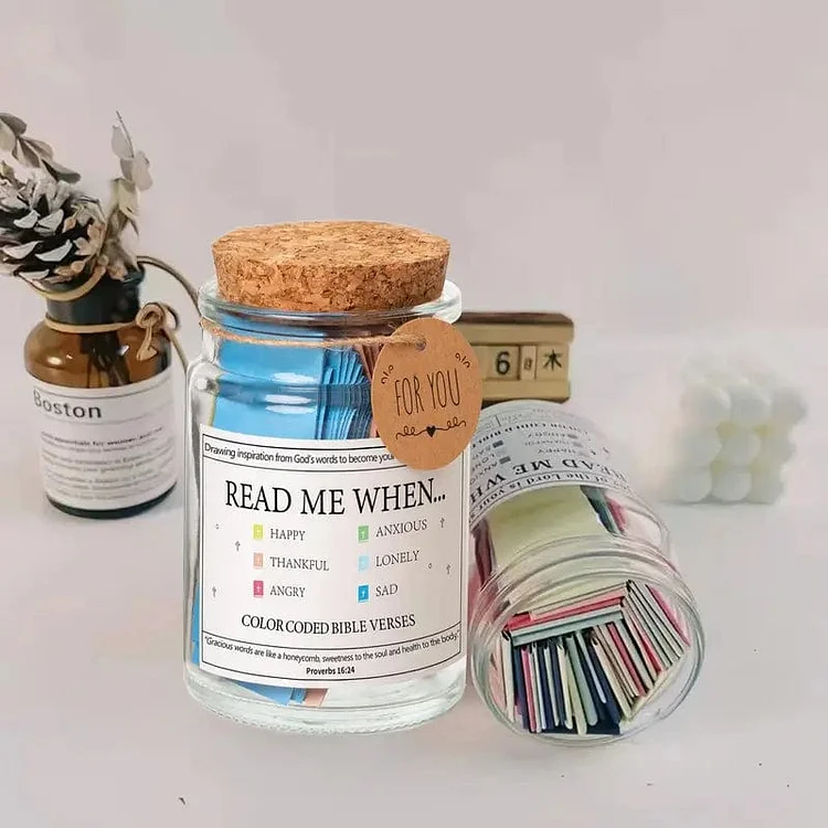 🎁Handmade 90 Day Bible Verses Jar (Comes With Christian Gift Box)