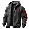 Men's Vintage Motorcycle Fleece Pocket Full Zip Long Sleeve Hoodie Jacket by Inlyline