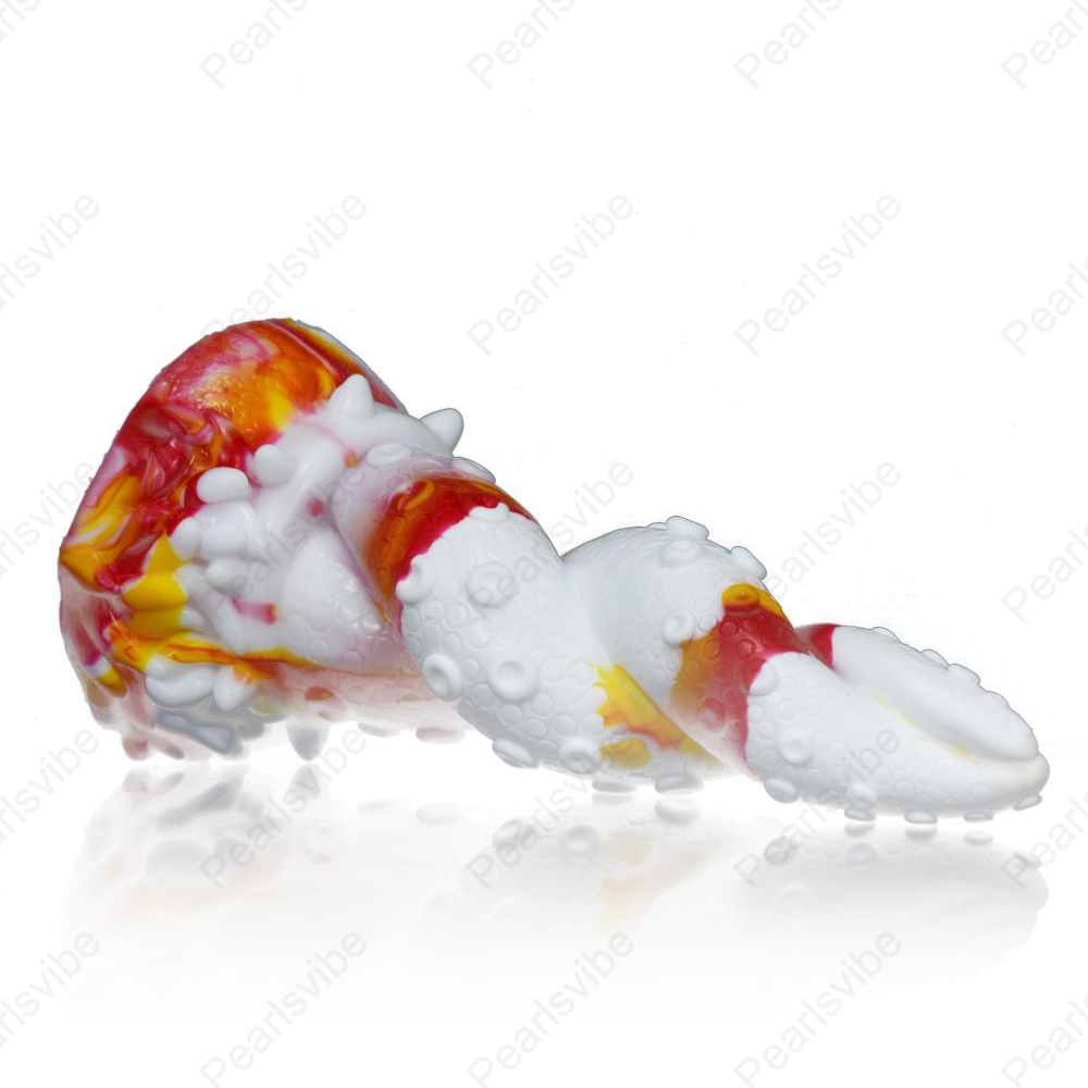 Tentacles Silicone Big Dildo Anal Plug For Women Red And White
