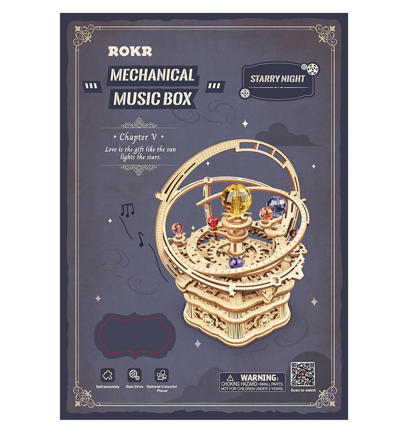Wooden Starry Night Mechanical Music Box 3D Wooden Puzzle AMK51 9 Wooden Starry Night Mechanical Music Box 3D Wooden Puzzle AMK51 3