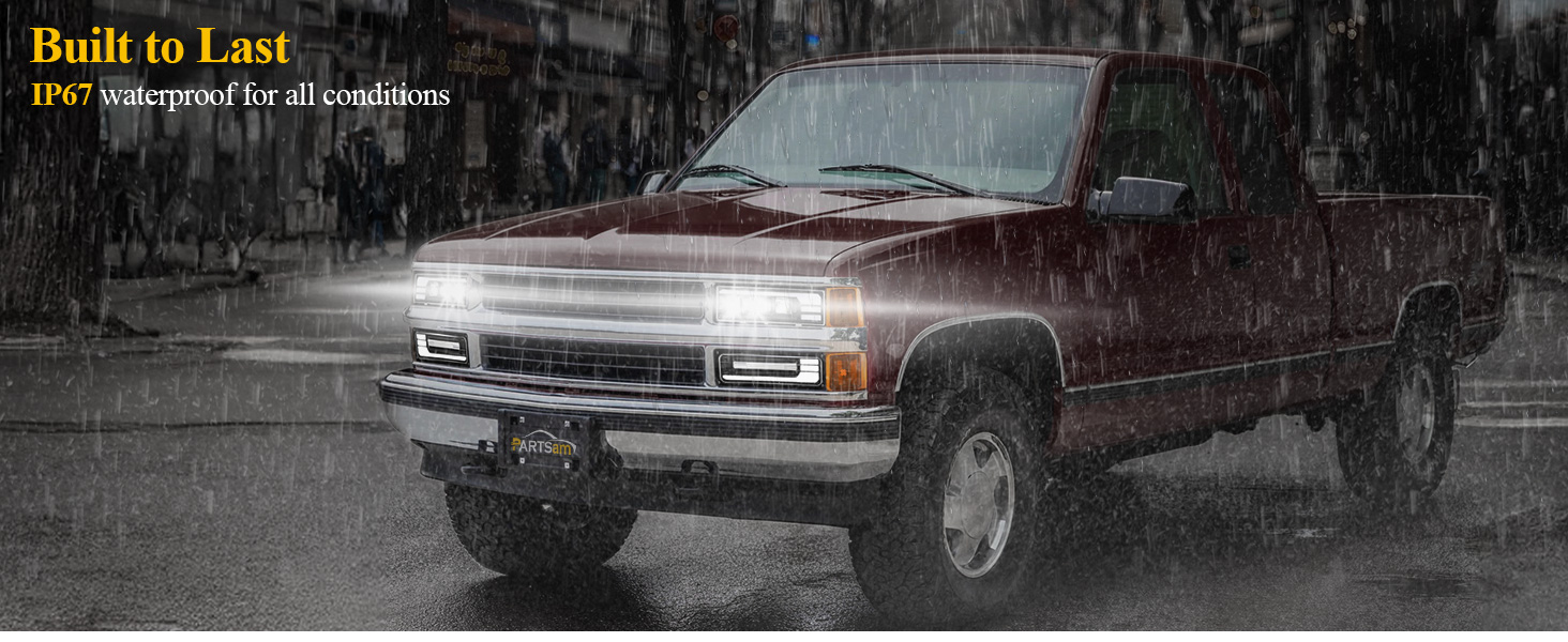 88-98 Silverado C K 1500 2500 3500 LED Headlights Assembly DOT Start Animation DRL Sequential Turn