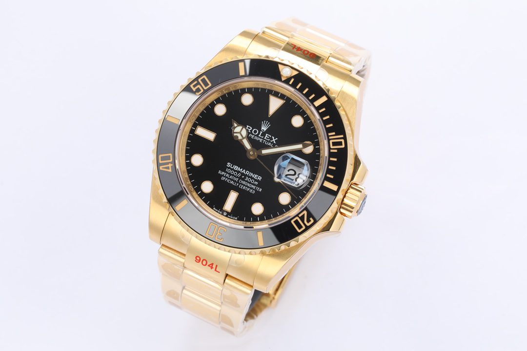 EW Factory Rolex Submariner Series m126618ln-0002 (All Gold Black Water Ghost) Relógio de mergulho - AMO Watch