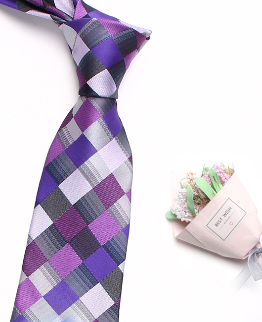 Retro Color Block Grid Splicing Cotton Necktie