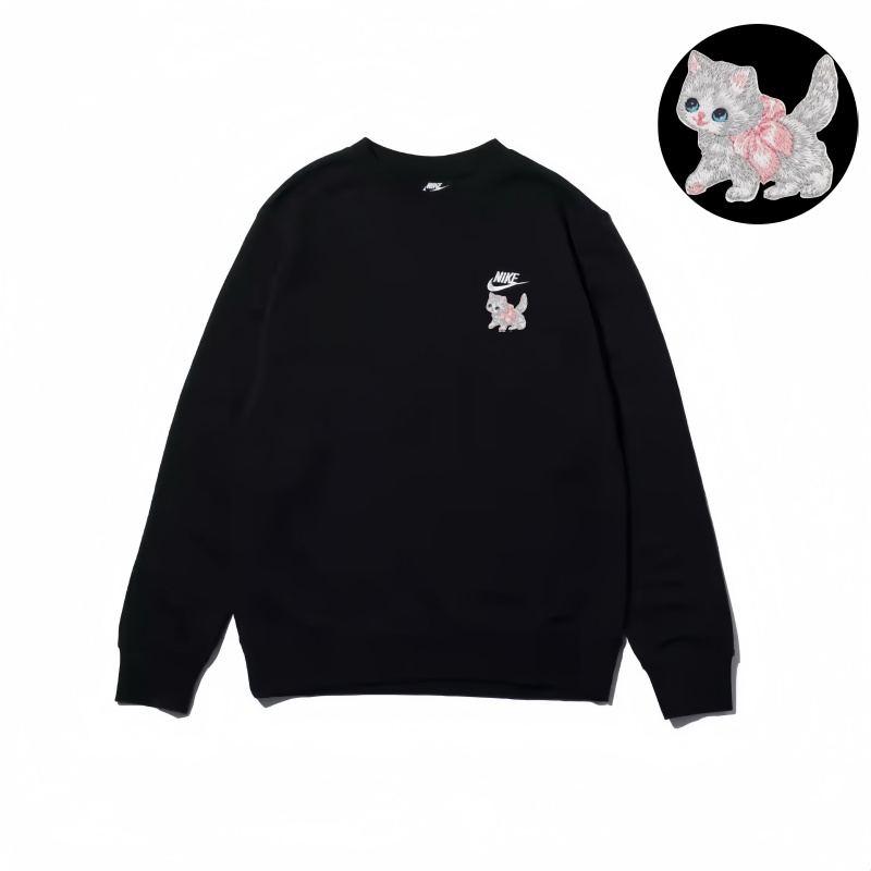 Nike Logo Long Sleeved Crew Neck Casual Sweatshirt Unisex Black