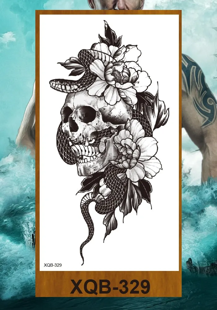 Hot Sale Temporary Tattoos Stickers Night Demon Sword Snake Men Women Girl Flower Arm Body Leg Chest Fake Tatoo Waterproof DIY