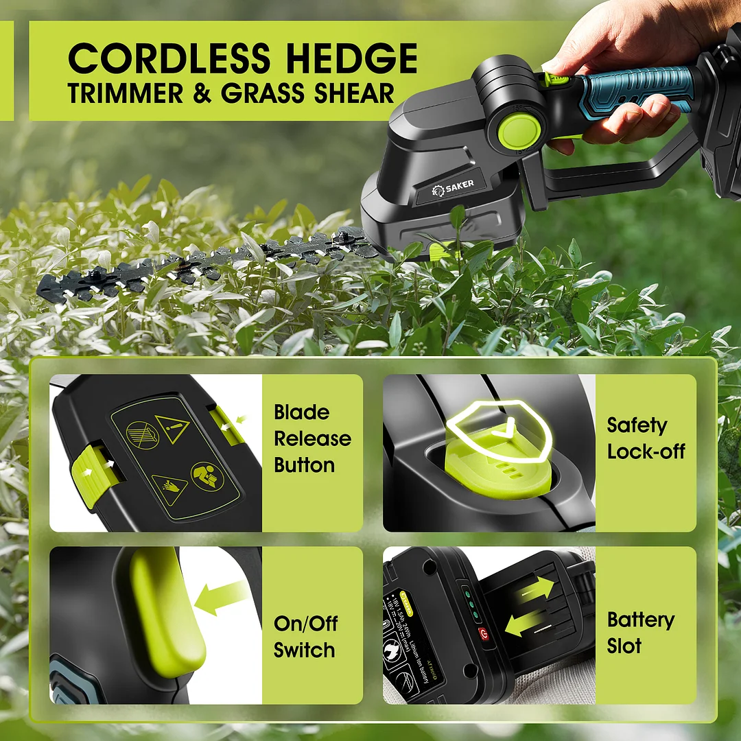 SAKER&reg; Cordless Hedge Trimmer
