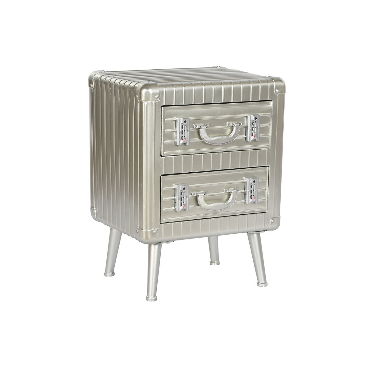 Nightstand Home ESPRIT Silver Metal MDF Wood 46 x 39 x 63 cm