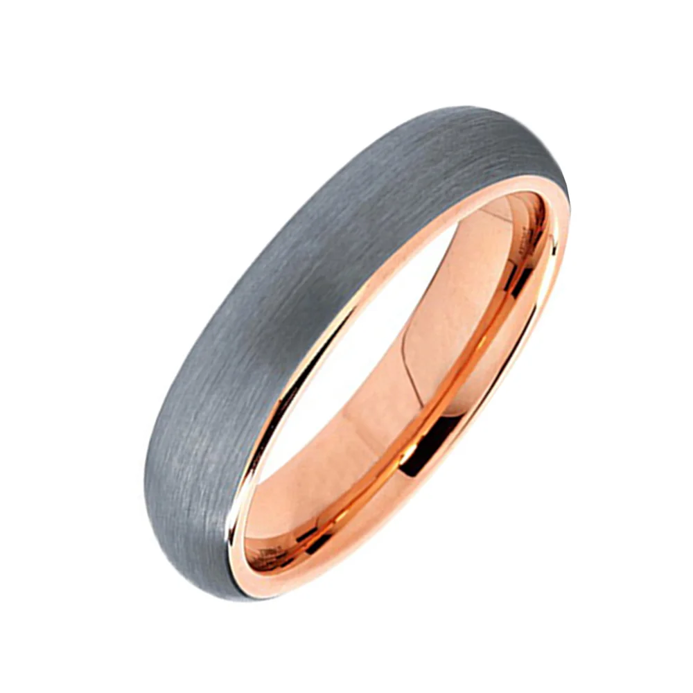 5MM 6MM 8MM Domed Couple Tungsten Rings Classic Brushed Matte Surface Polished Finished Rose Gold Innerface