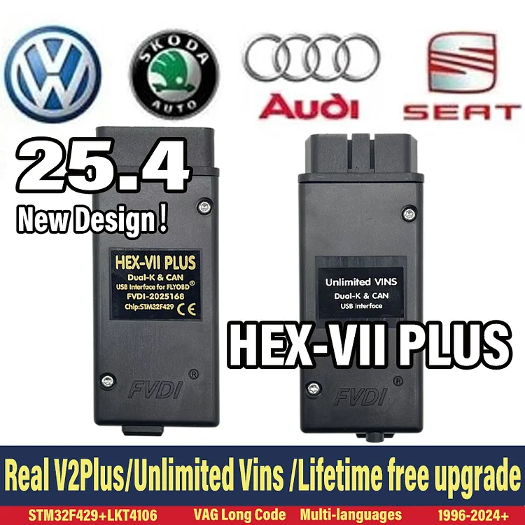 FLY-V2 PLUS  Unlimited VINs Auto Scan com Diagnostic Tools VAG Coding COM HEX Real V2 PLUS STM32F429 V25.9 For  VW AUDI Skoda Seat VCDS-PLUS