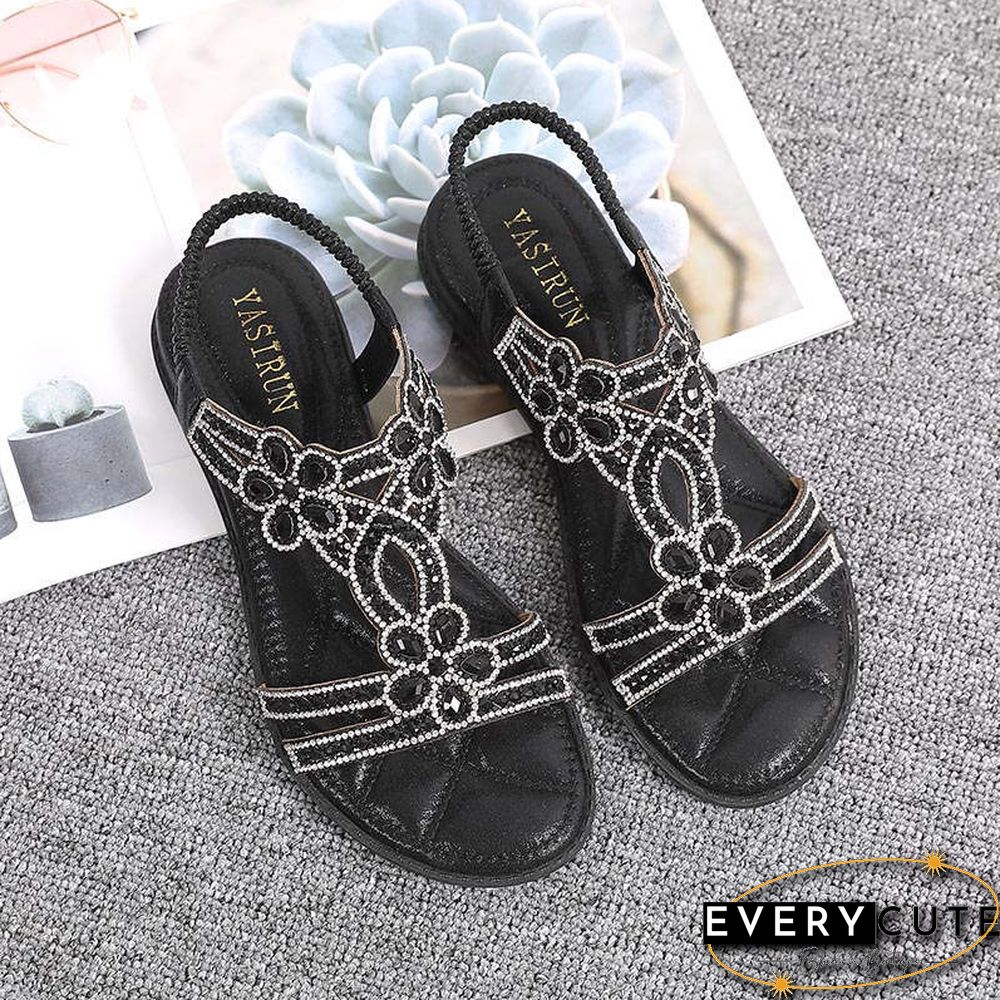 Crystal Women's Sandals Gold Silver Weddings Ladies Sandals Flat Summer Shoes Casual Woman Big Size 40 41 Sandalia Feminina