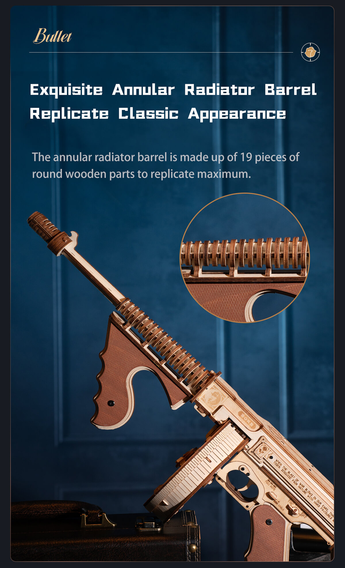 Thompson Submachine Gun Toy 3D ROKR Wooden Puzzle LQB01 15