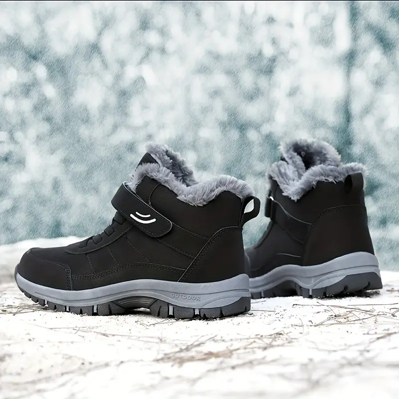 mens slip resistant snow boots winter thermal shoes windproof hiking boots with fuzzy lining details 0