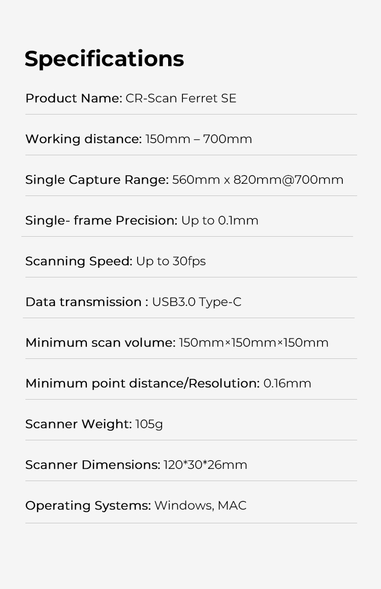 CR-Scan Ferret SE specification